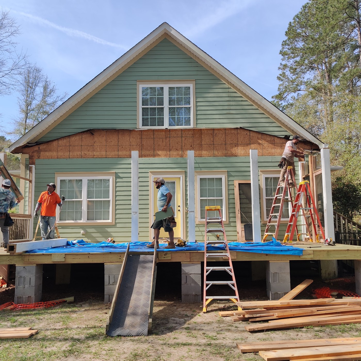 Home addition project — exterior and construction view 2