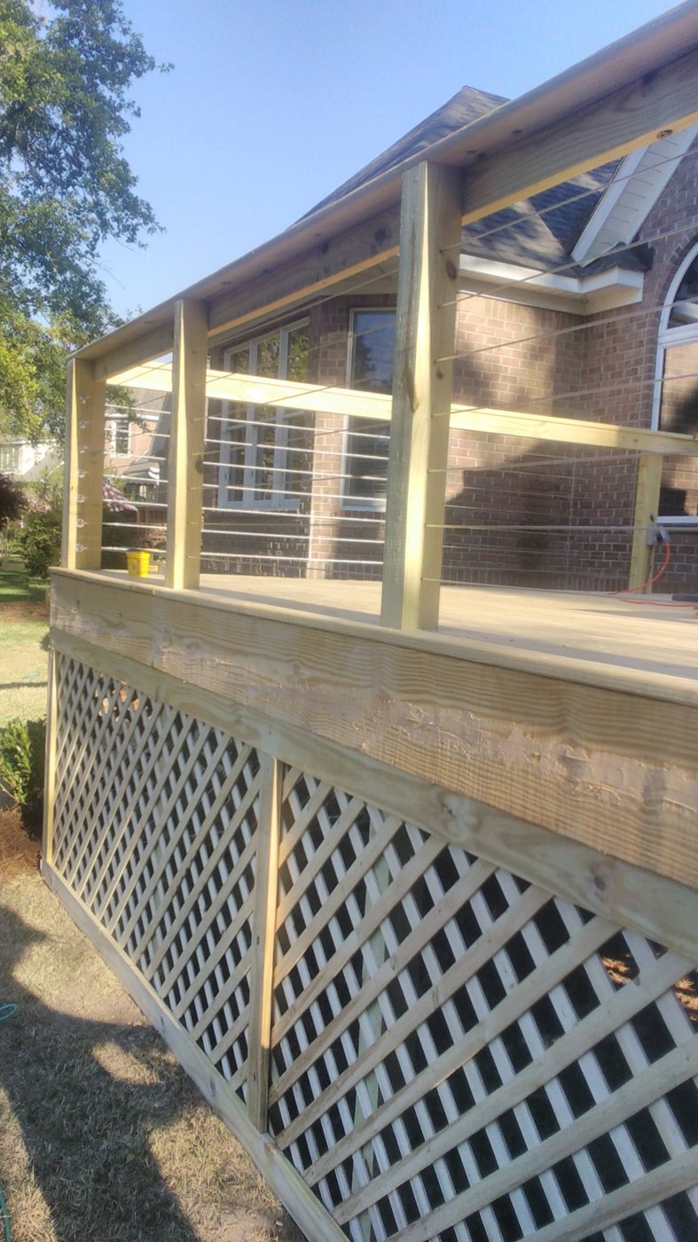 Timber railing along the Aiken deck
