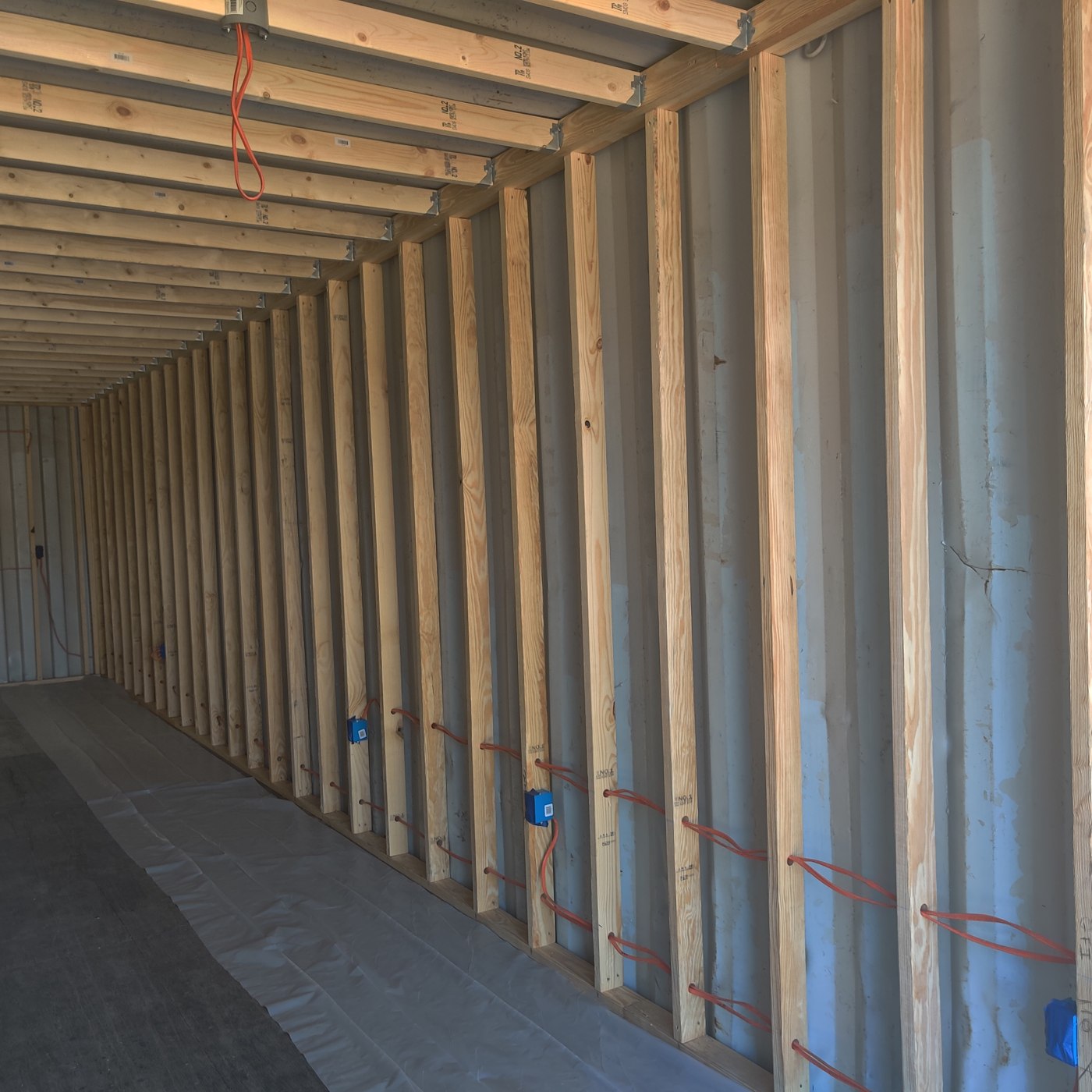 Storage container interior framing