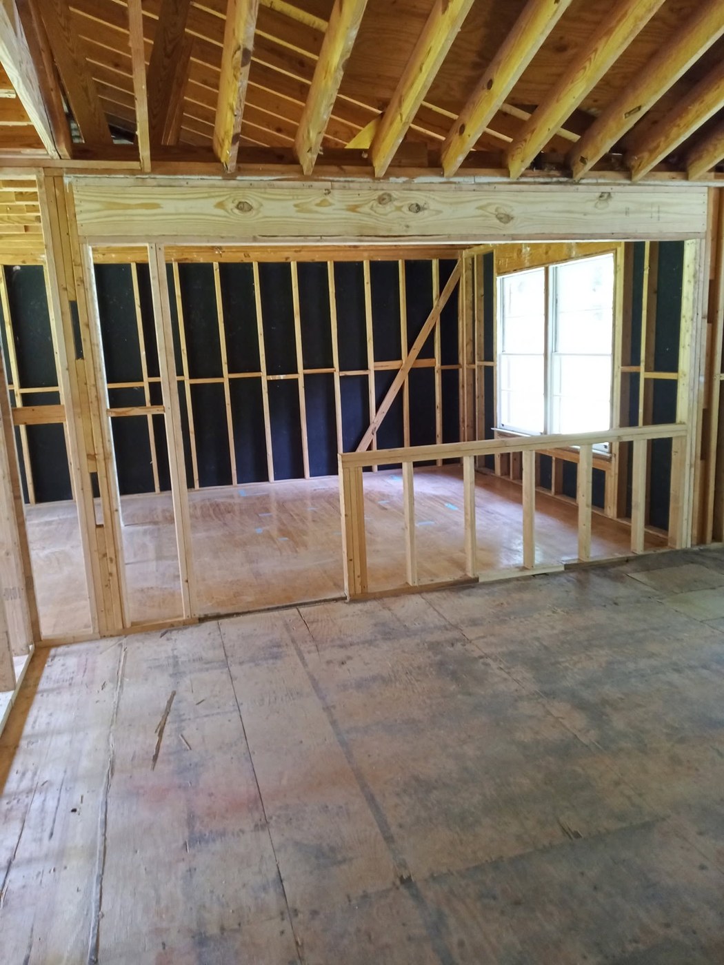 Porch enclosure framing during construction