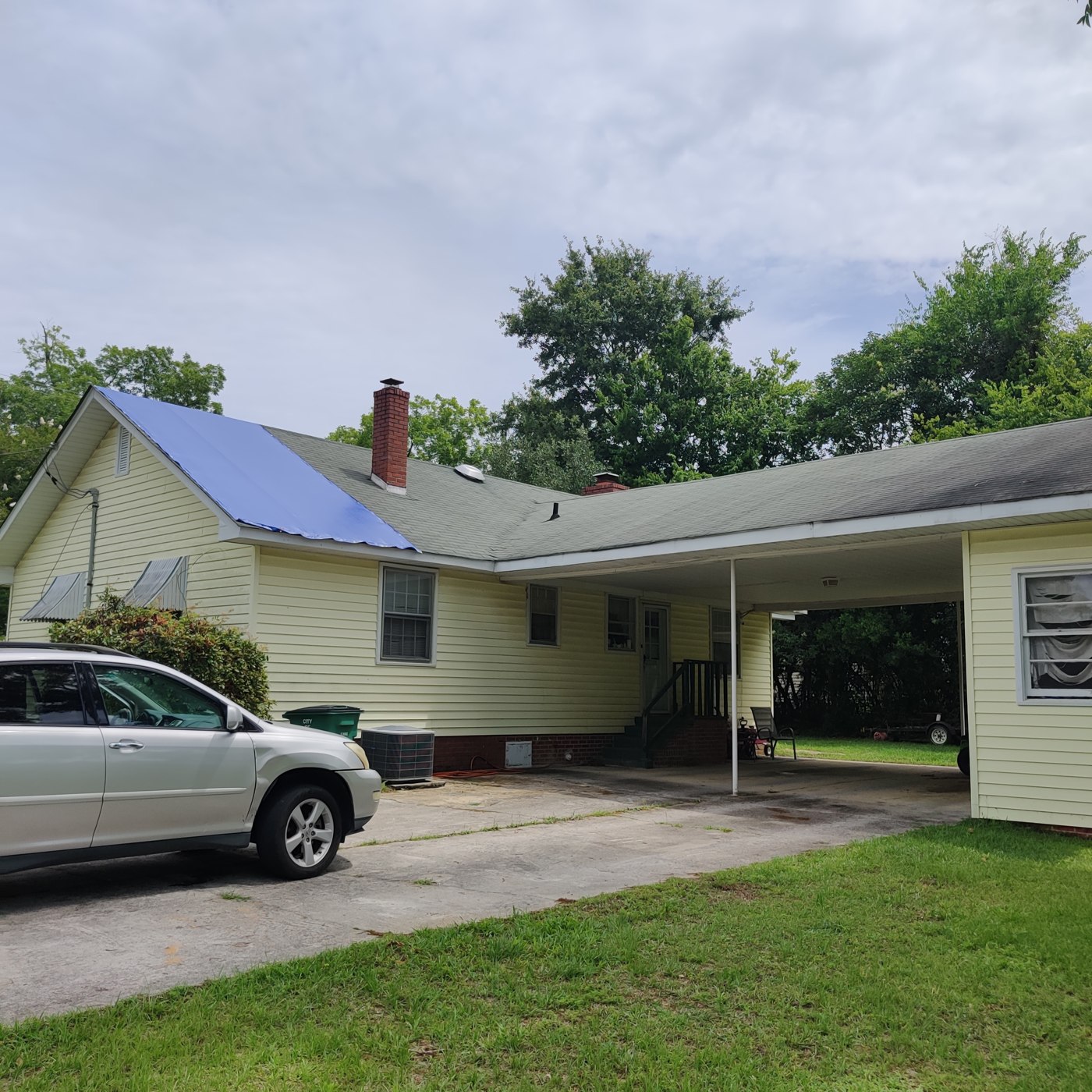 Barnwell roofing project — roof exterior and progress view