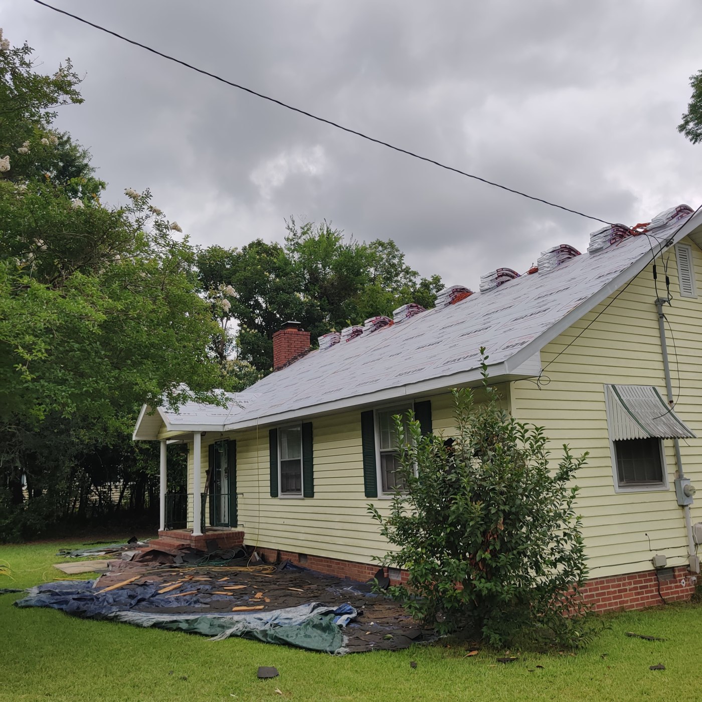 Barnwell roofing project — roof exterior and progress view