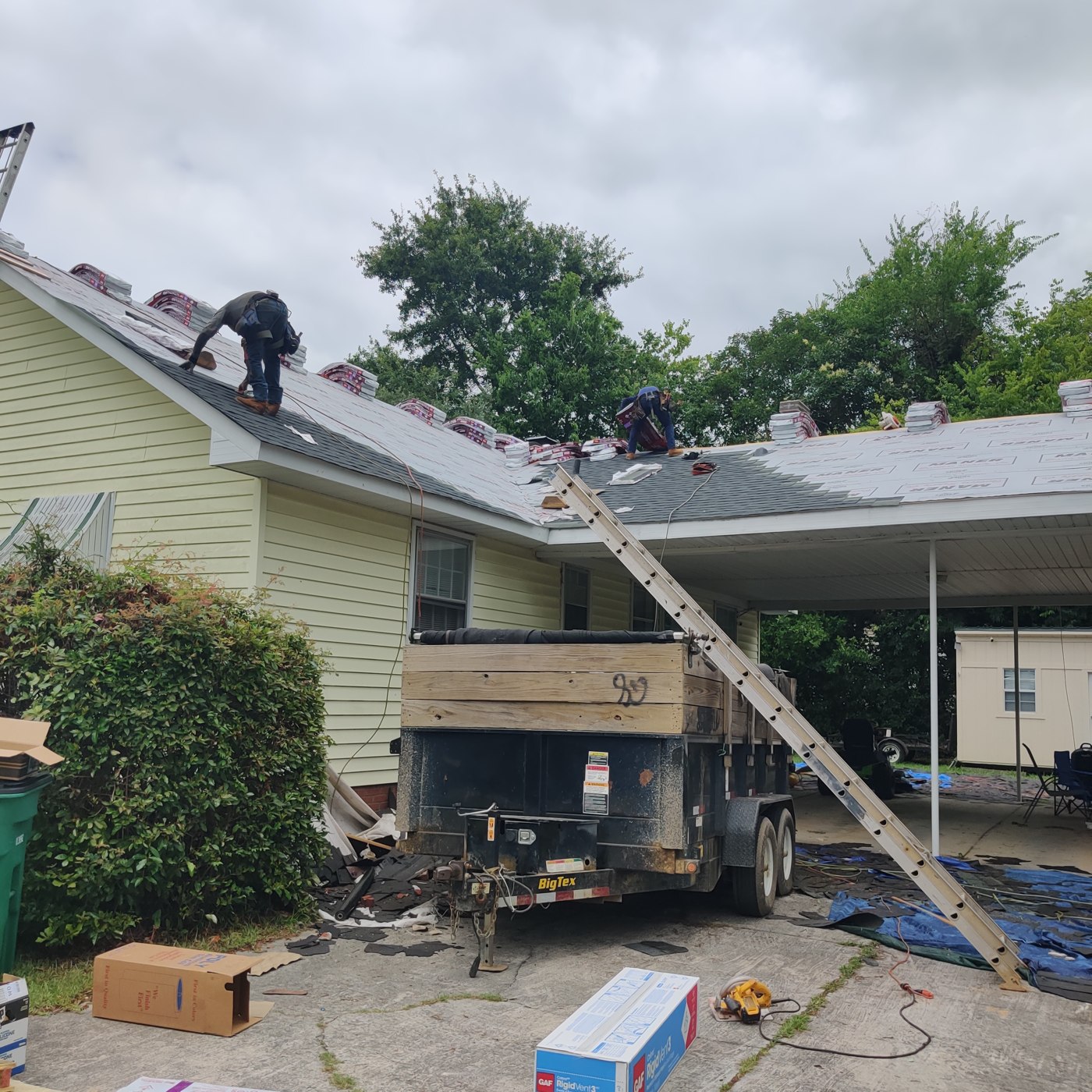 Barnwell roofing project — roof exterior and progress view