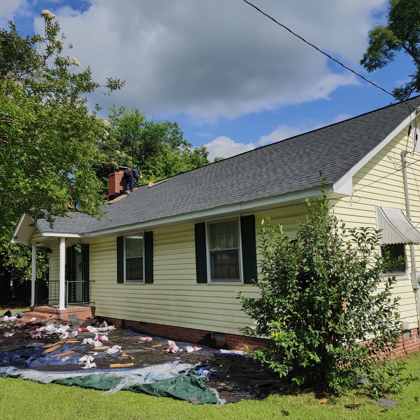 Barnwell roofing project — finished shingle roof detail
