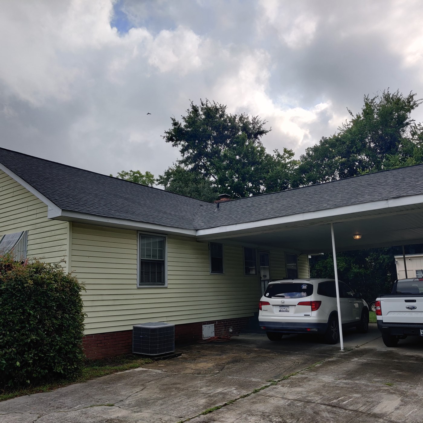 Barnwell roofing project — finished shingle roof detail