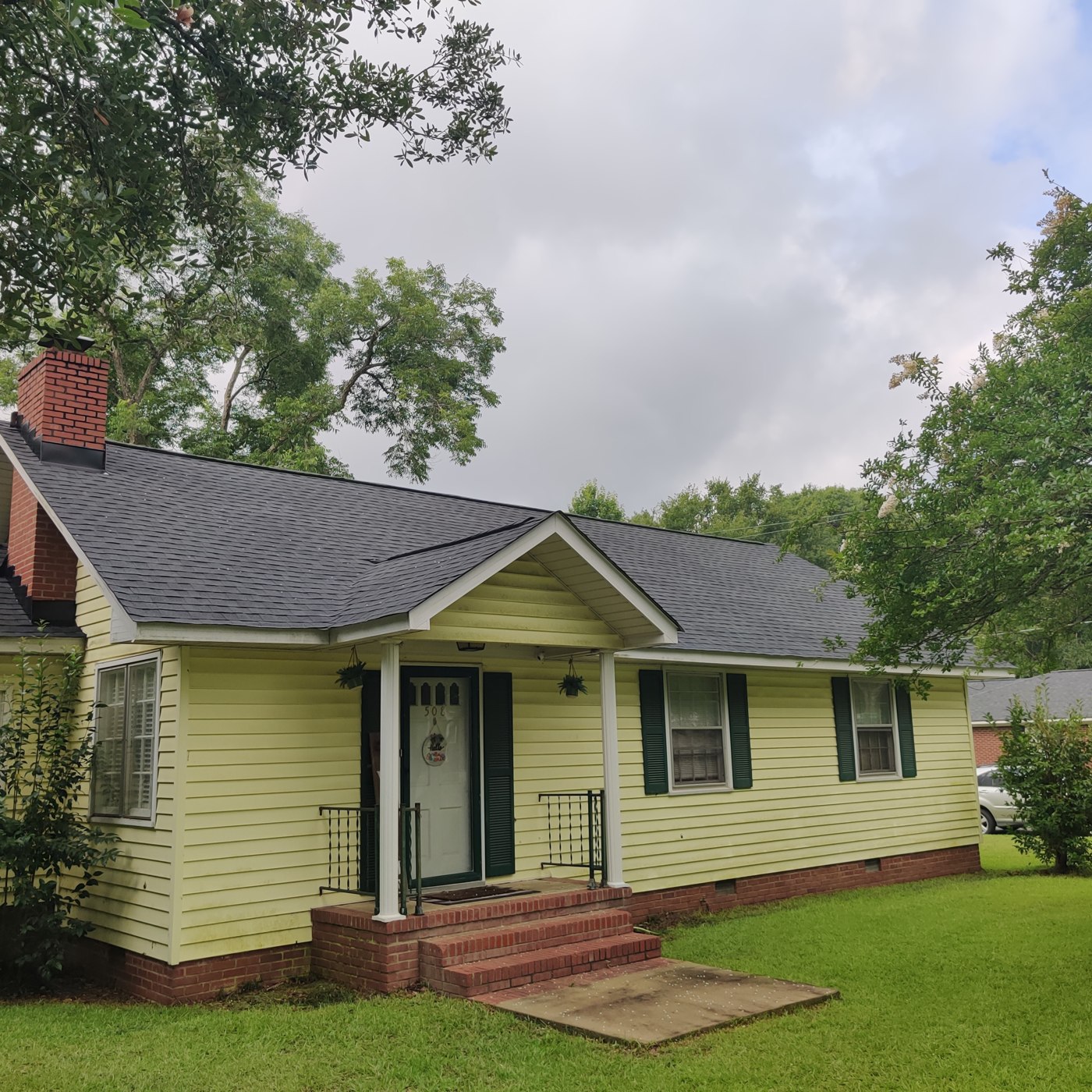 Barnwell roofing project — finished shingle roof detail