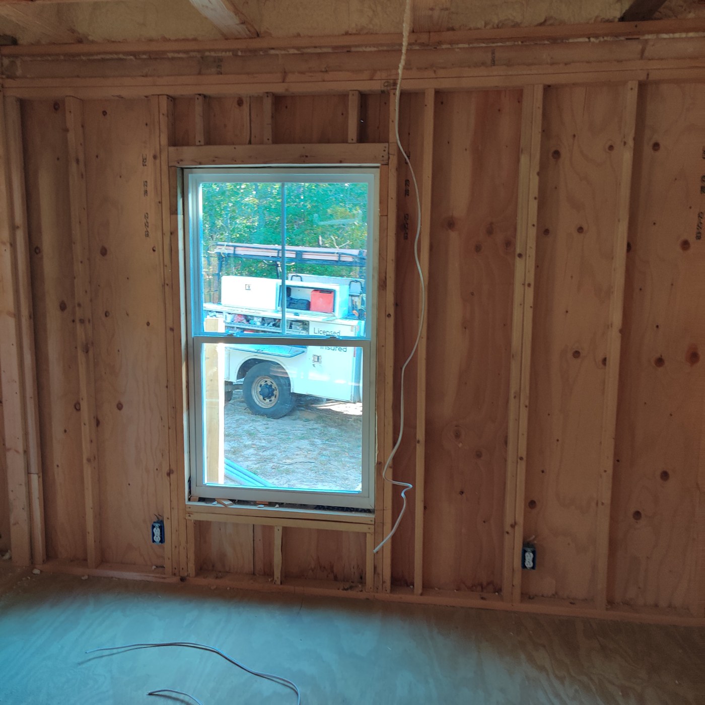 Exposed timber interior before drywall